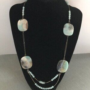 Vintage Amazonite nugget, liquid silver, sterling silver Necklace